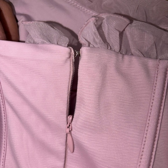 Oh Polly Pink Frill Detail Cowl Neck Mini Dress - Picture 5 of 8